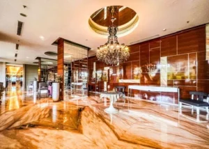 Luxurious lobby at via tower in ciputra world surabaya